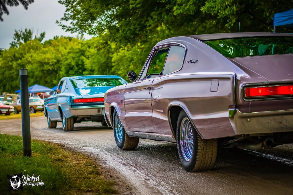Pair of cars riding into Moparfest