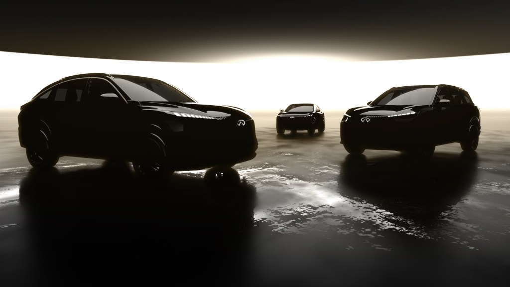 Nissan teaser photo of three Infiniti vehicles