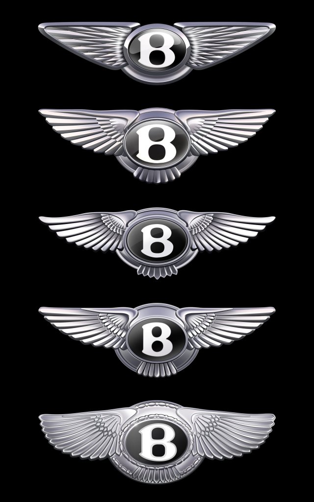 Bentley Wings emblems over the years