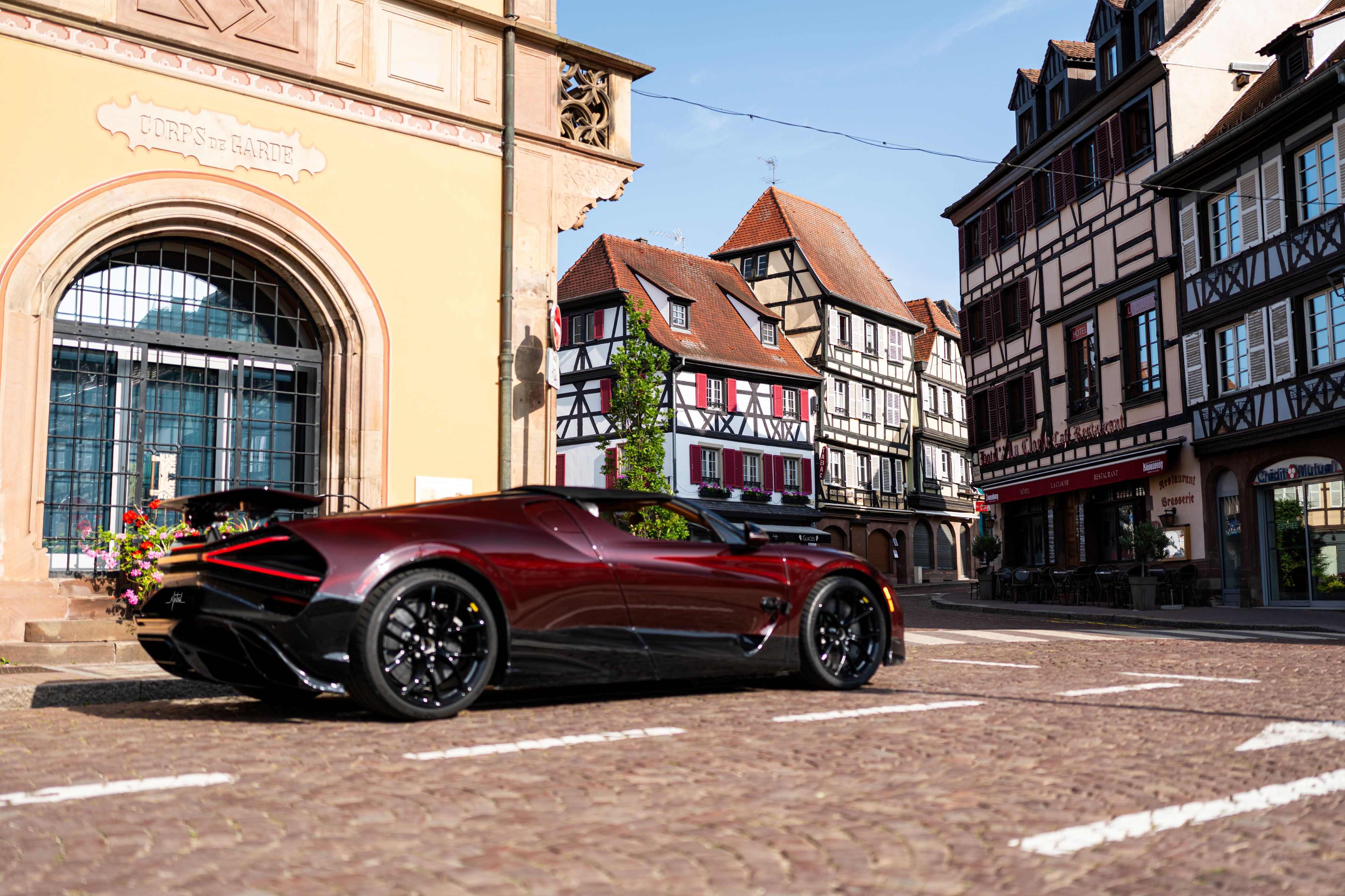 Bugatti W16 Mistral in Alsatian village