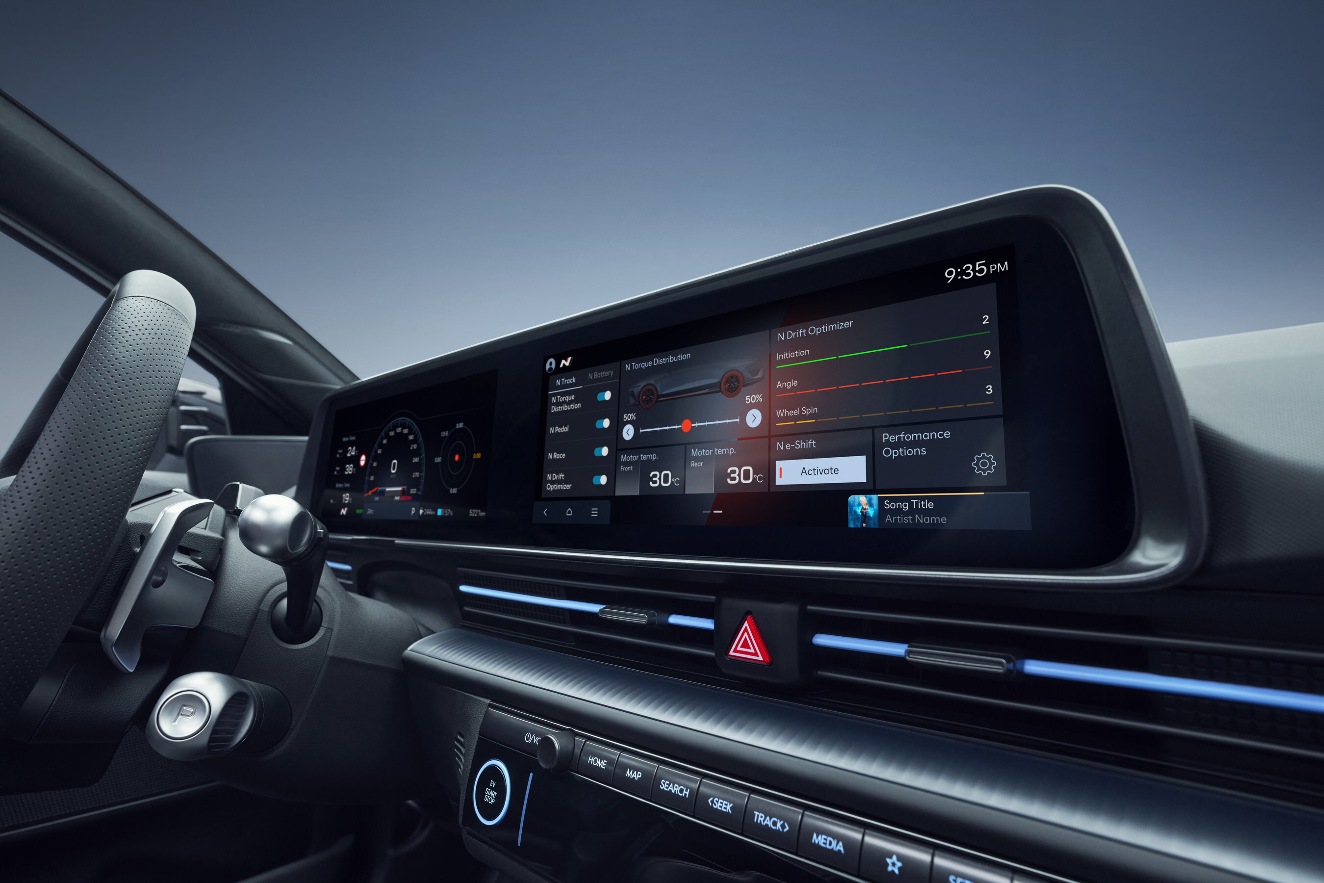 Hyundai Ioniq 6 N cluster and infotainment screen
