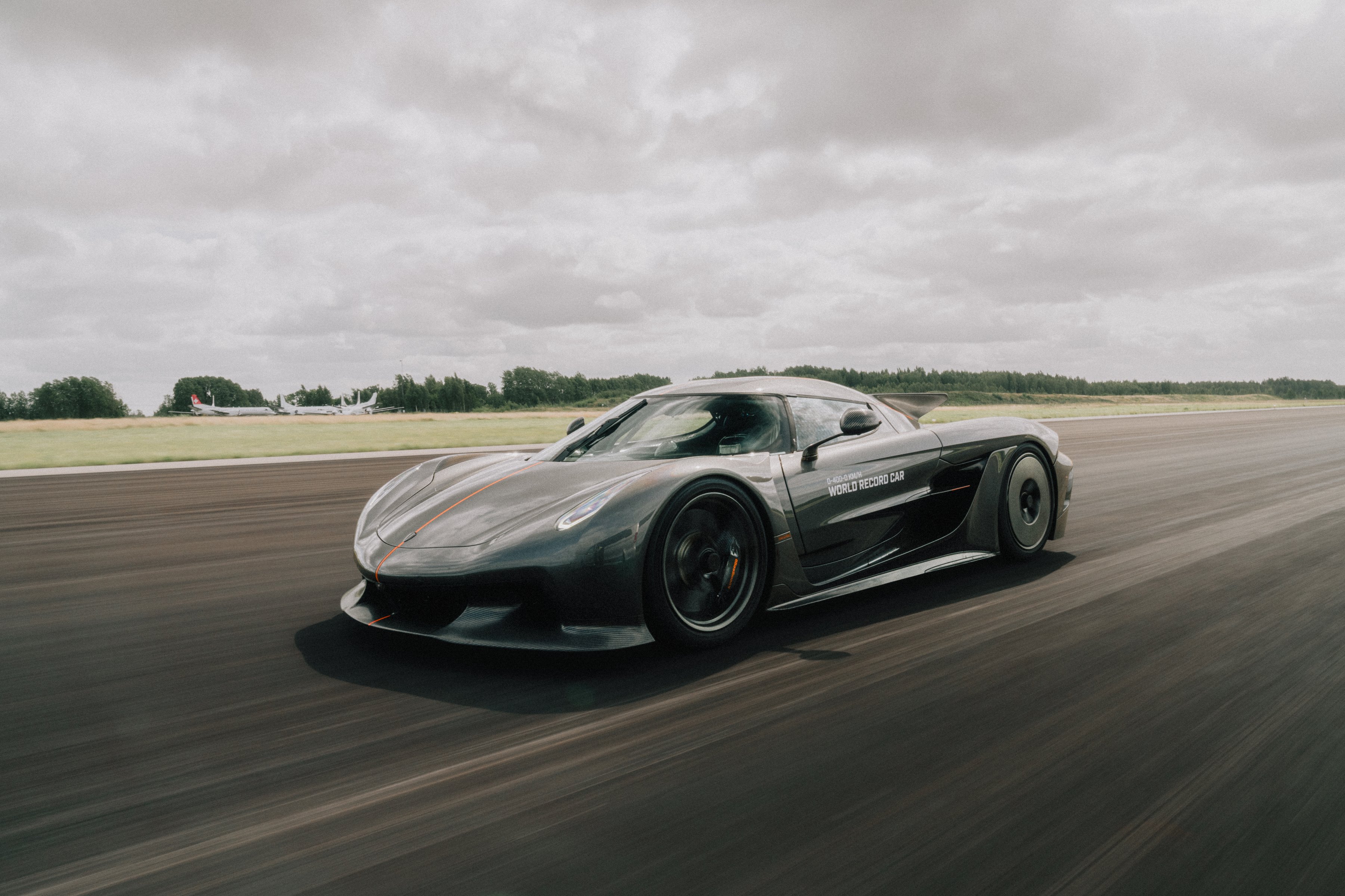 Koenigsegg Jesko Absolut driving on airfield runway
