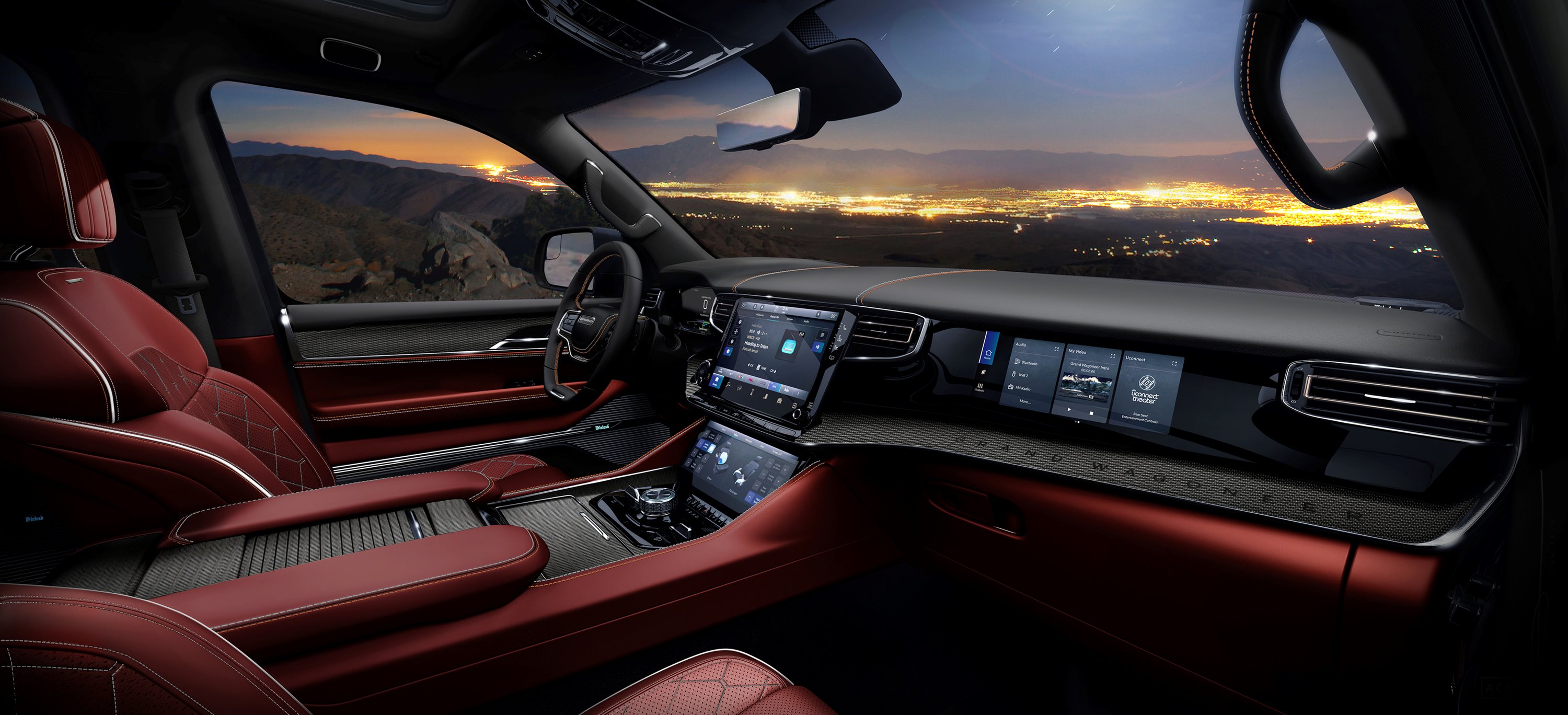 2026 Jeep Grand Wagoneer interior, Summit Reserve appearance package with Dark Ruby Red colour