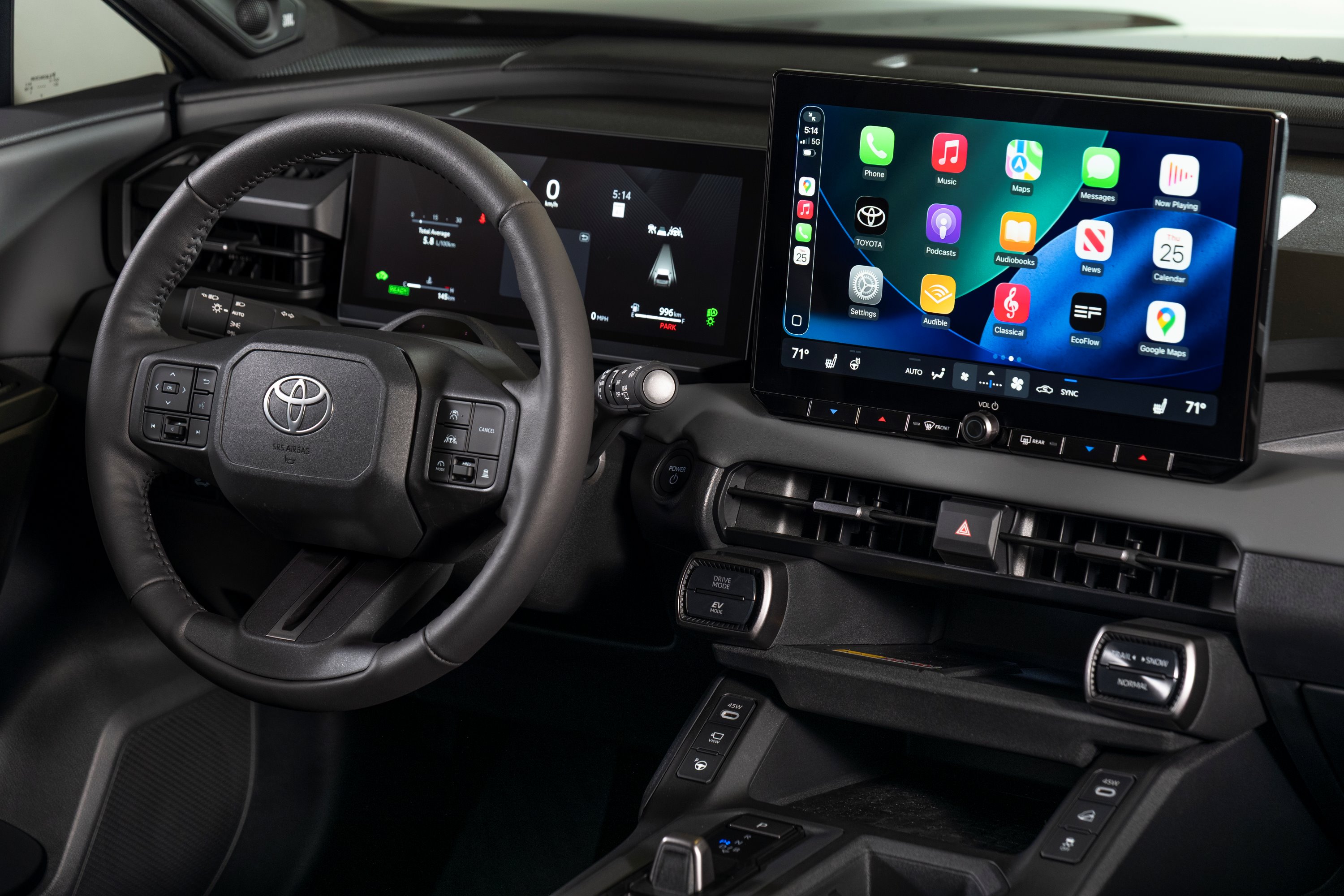 2026 Toyota RAV4 steering wheel and infotainment screen