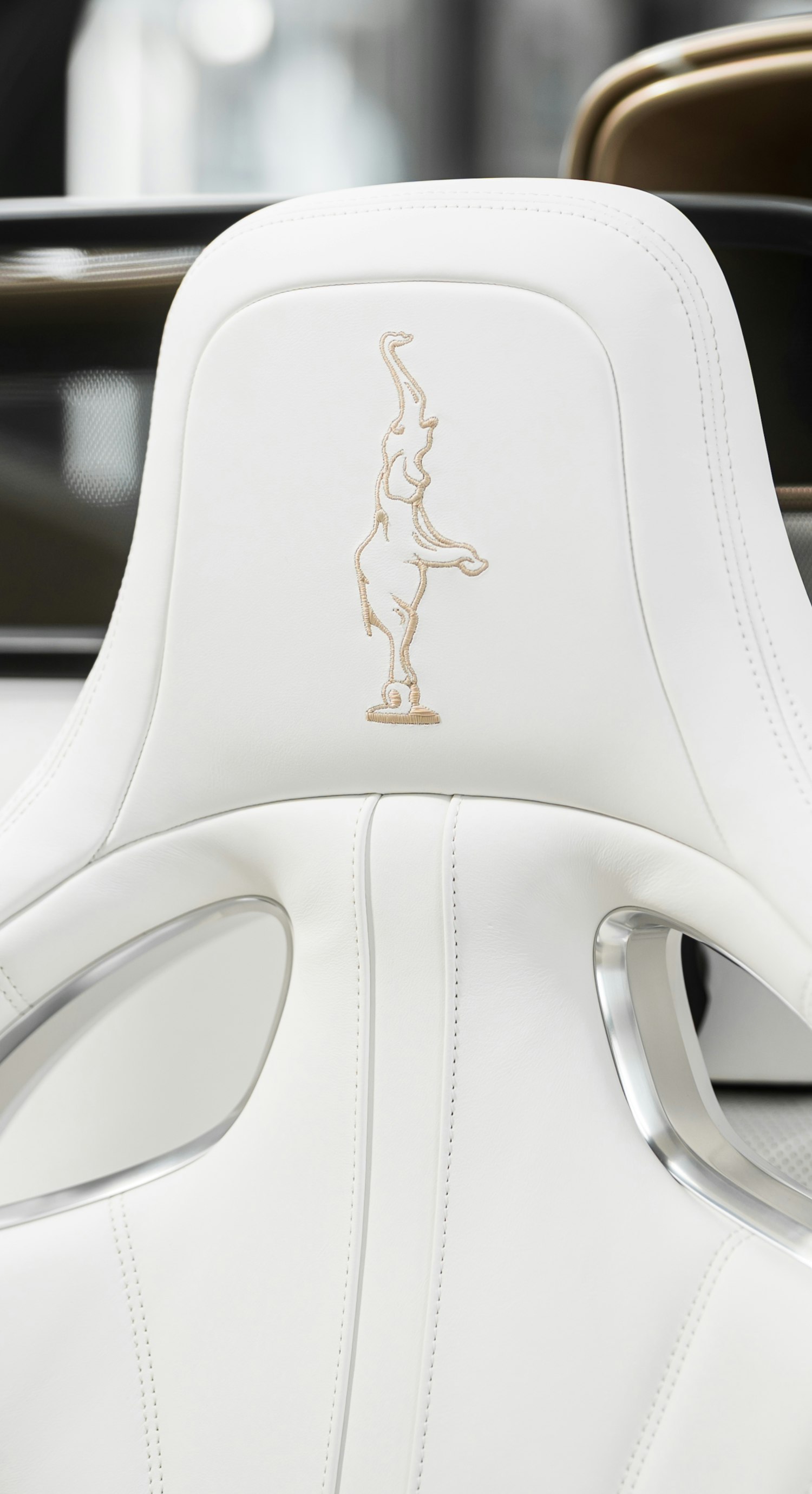 Bugatti Mistral La Perle Rare Dancing Elephant on headrest