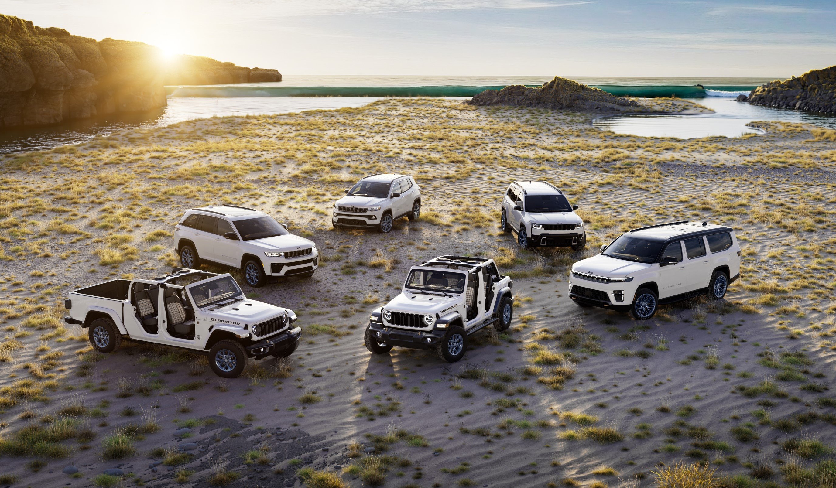 Jeep 85th anniversary Gladiator, Cherokee, Grand Cherokee, Grand Wagoneer, Compass and Wrangler