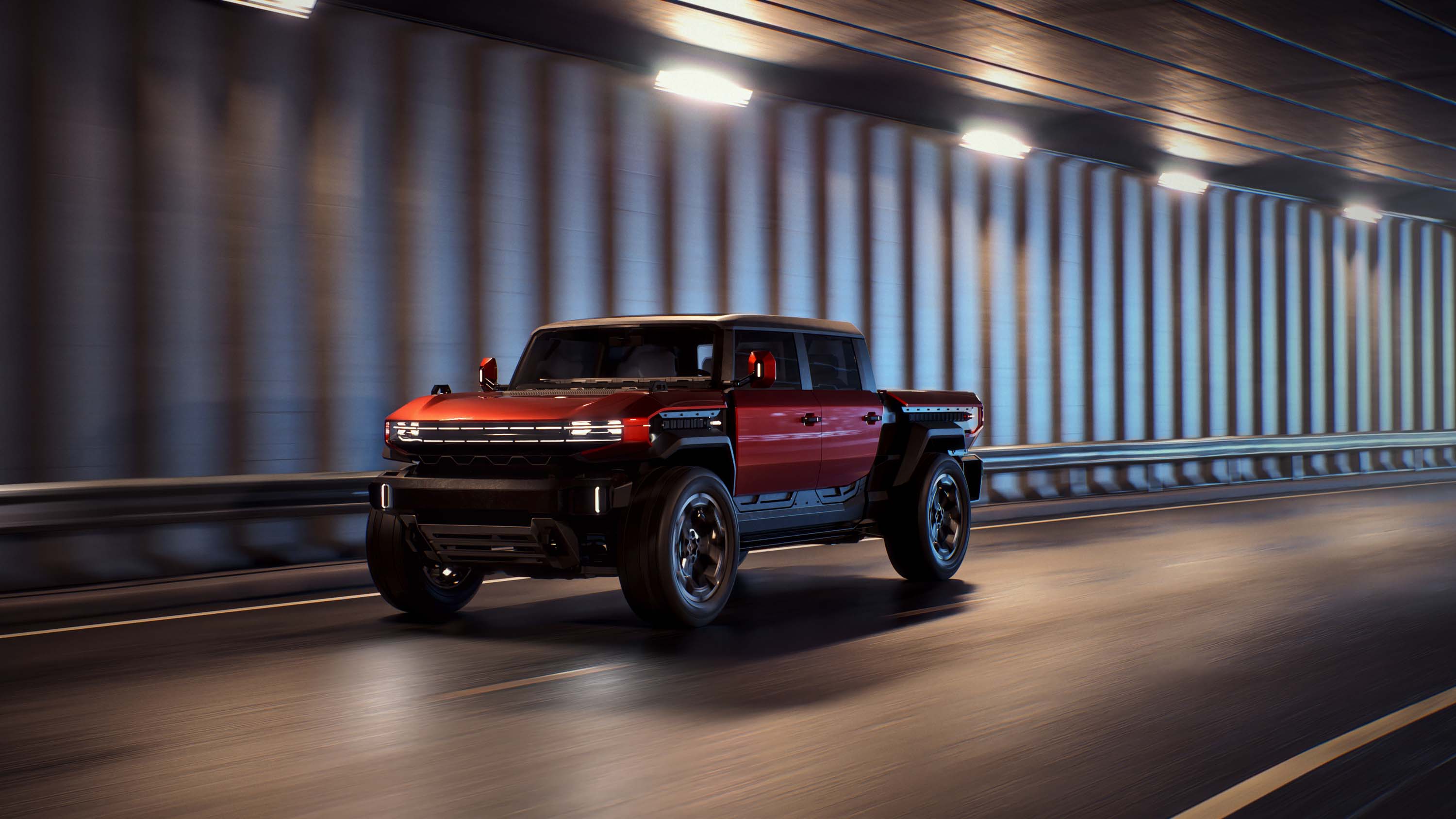 GMC HUMMER X Pickup concept in Tigerlily colour
