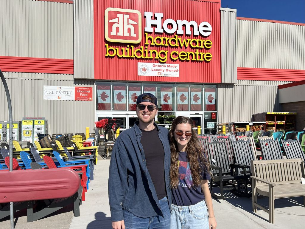 Keith and Dev in front of Home Hardware store