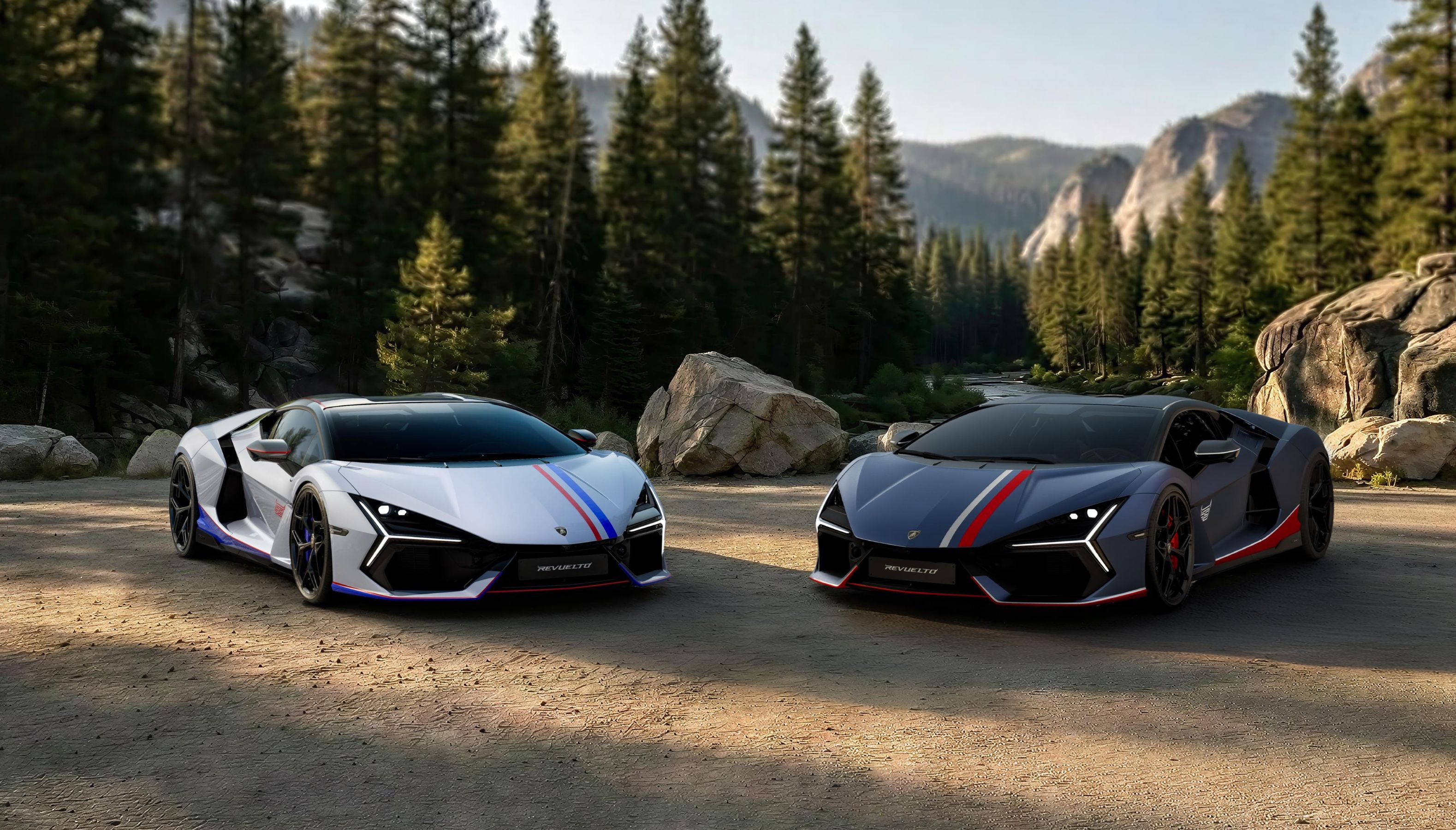 Lamborghini Revuelto NA63 white and blue cars