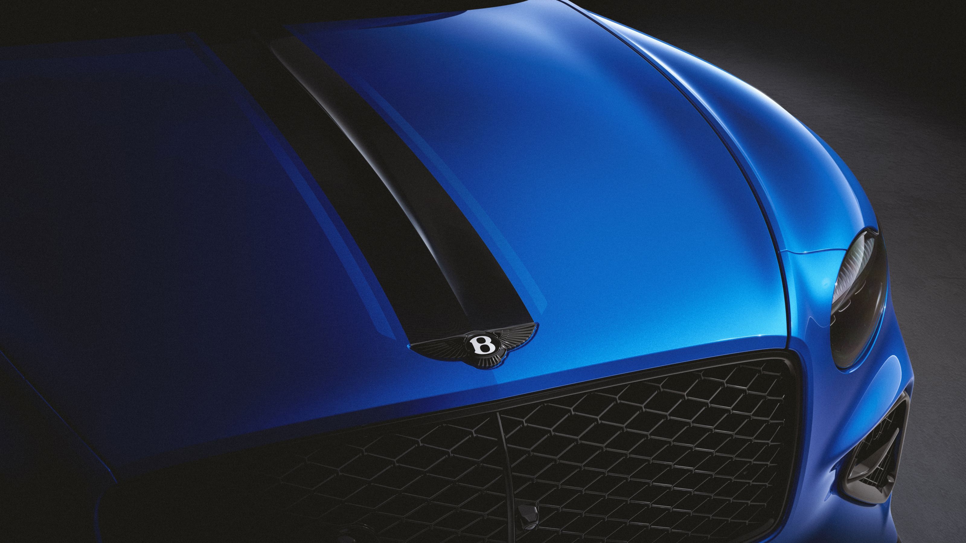 Hood of Bespoke Bentley Continental GT S in blue