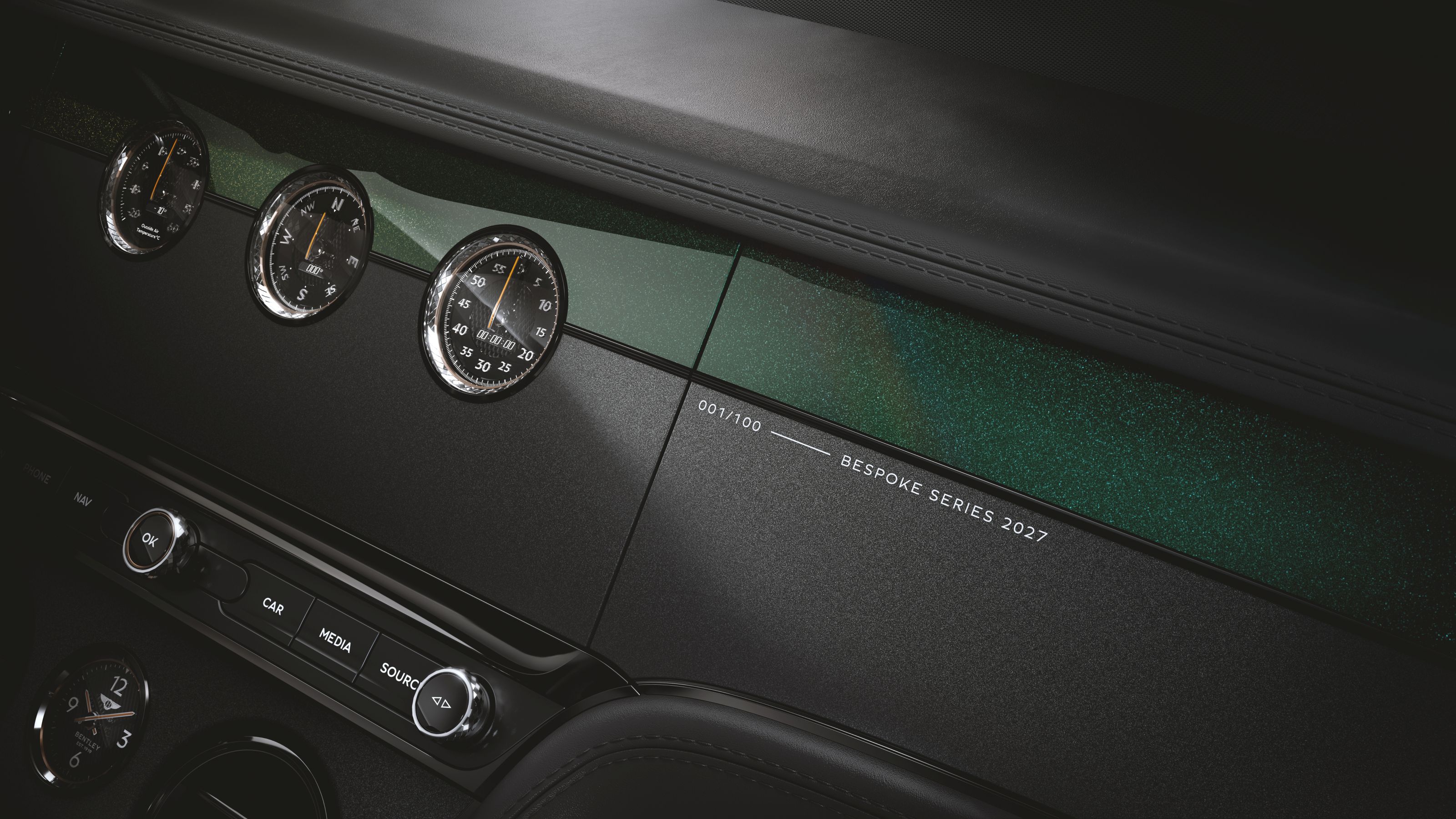 Green stripe inside Bentley Continental GT S