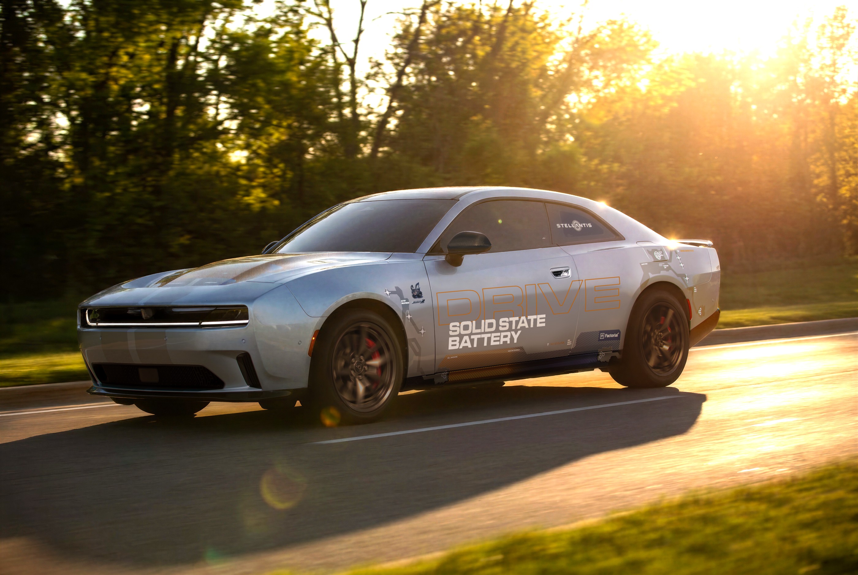 Dodge Charger Daytona with solid-state battery decal