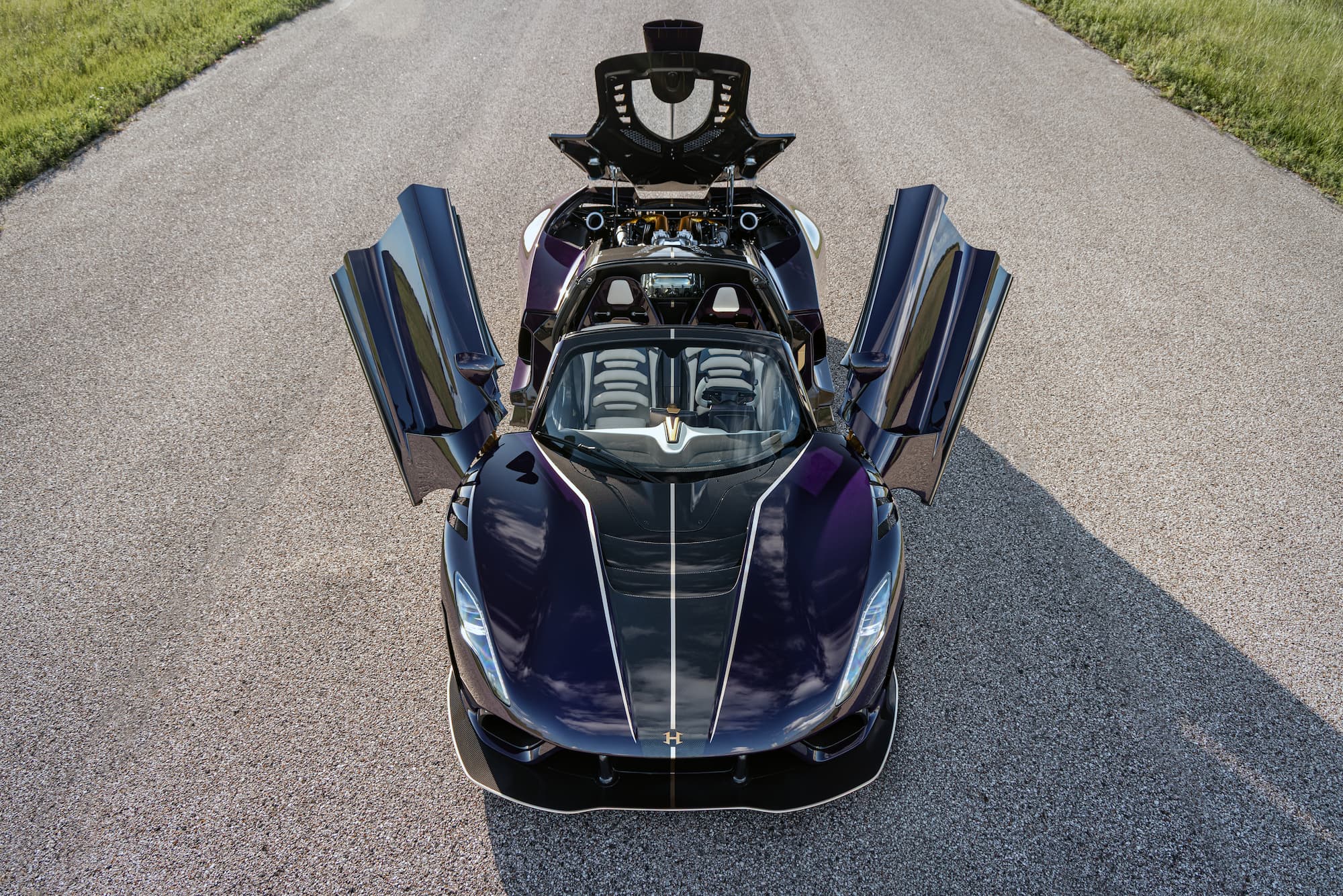 Hennessey Venom F5-M front with doors and engine bay open