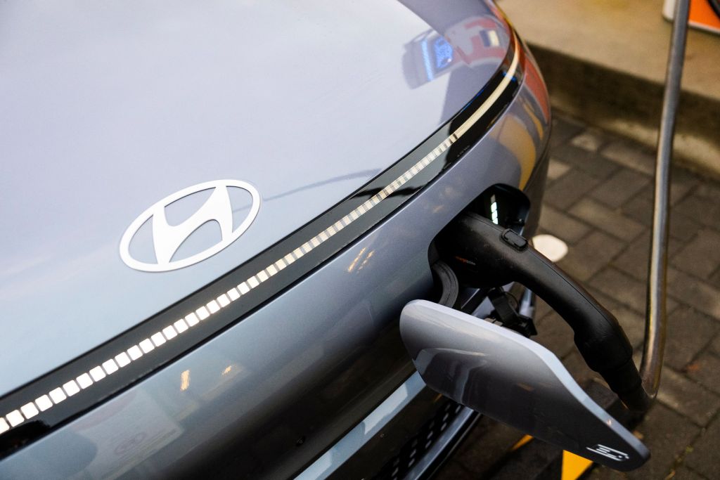 Hyundai EV plugged in to charge