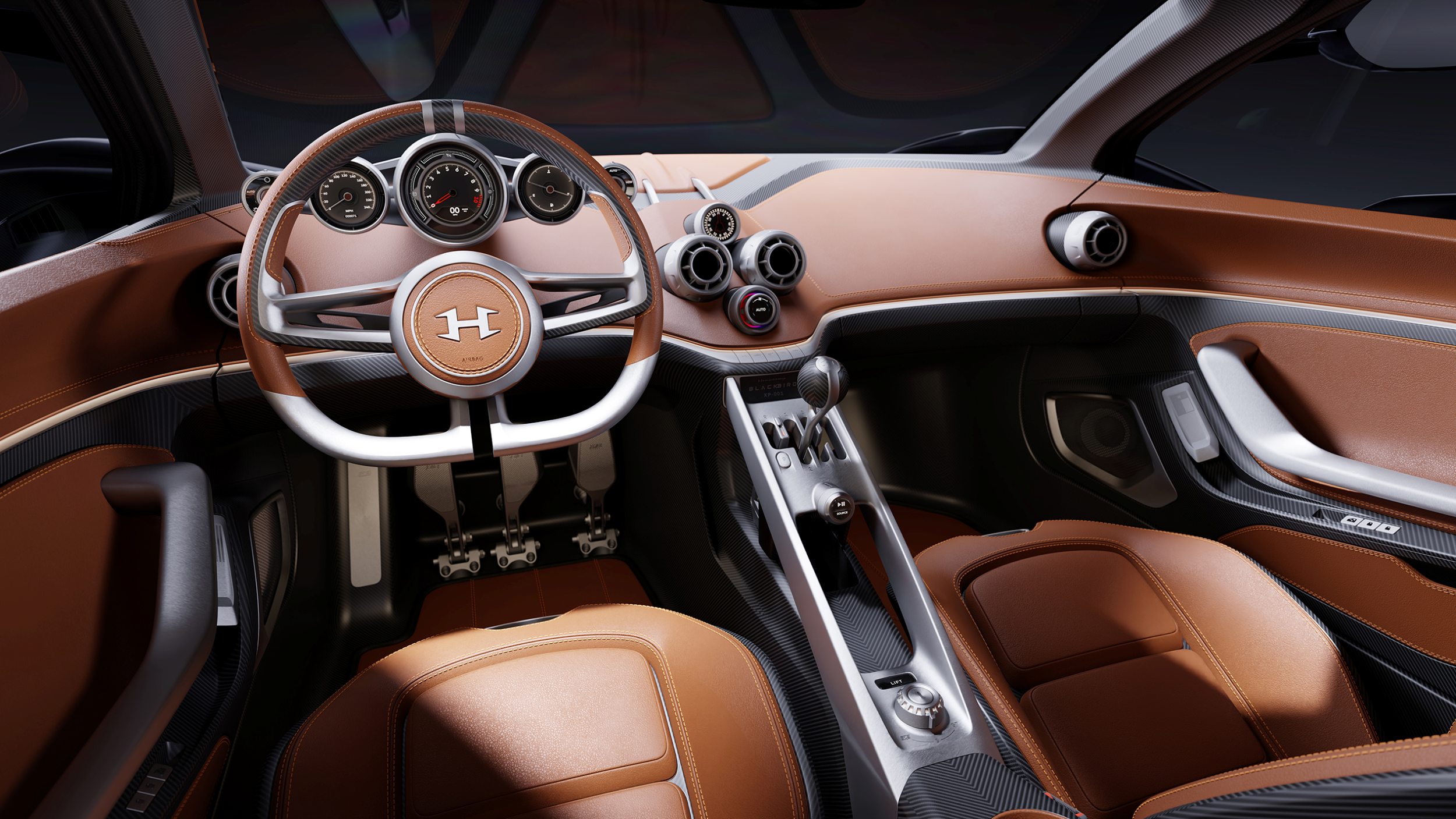 Hennessey Blackbird interior from driver's area