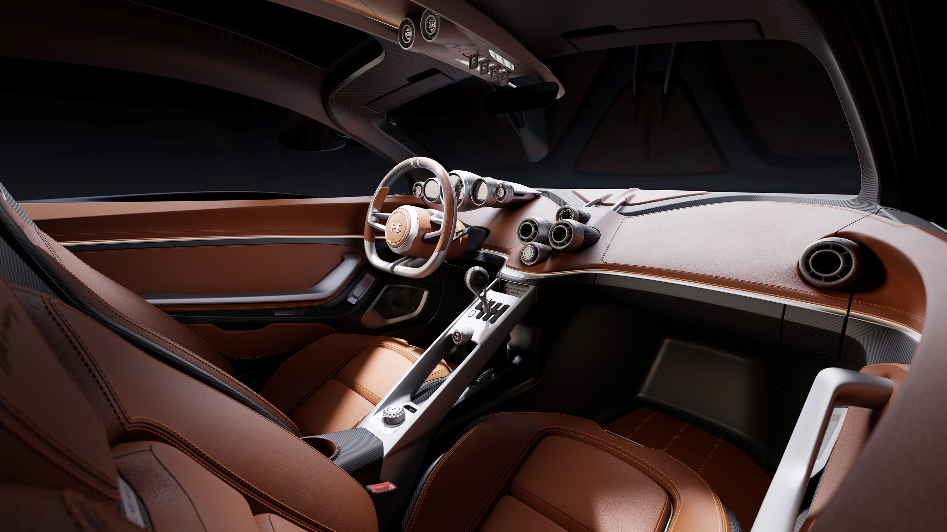 Hennessey Blackbird interior from passenger area