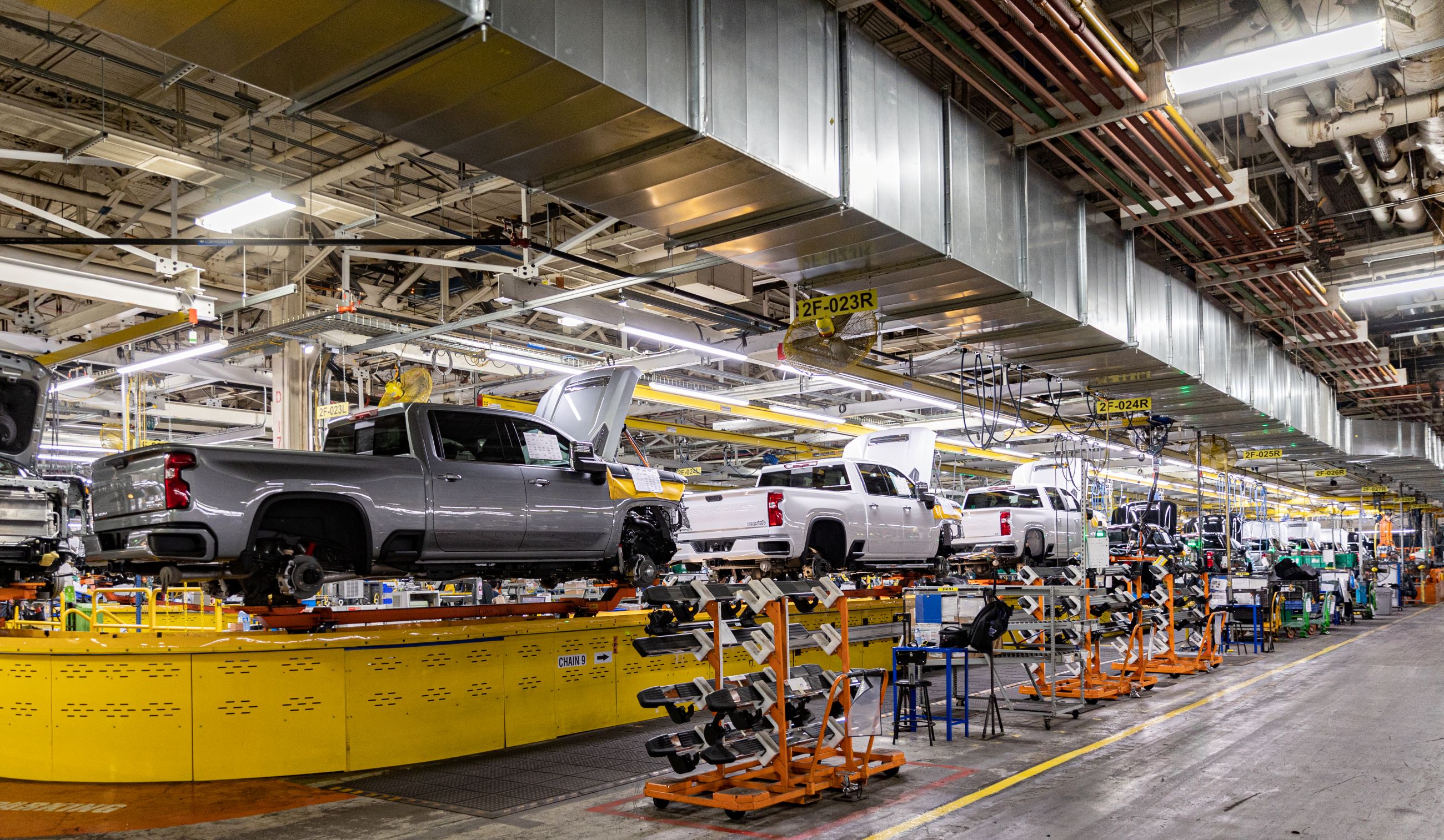 Chevrolet Silverado HD on assembly line at Oshawa Assembly