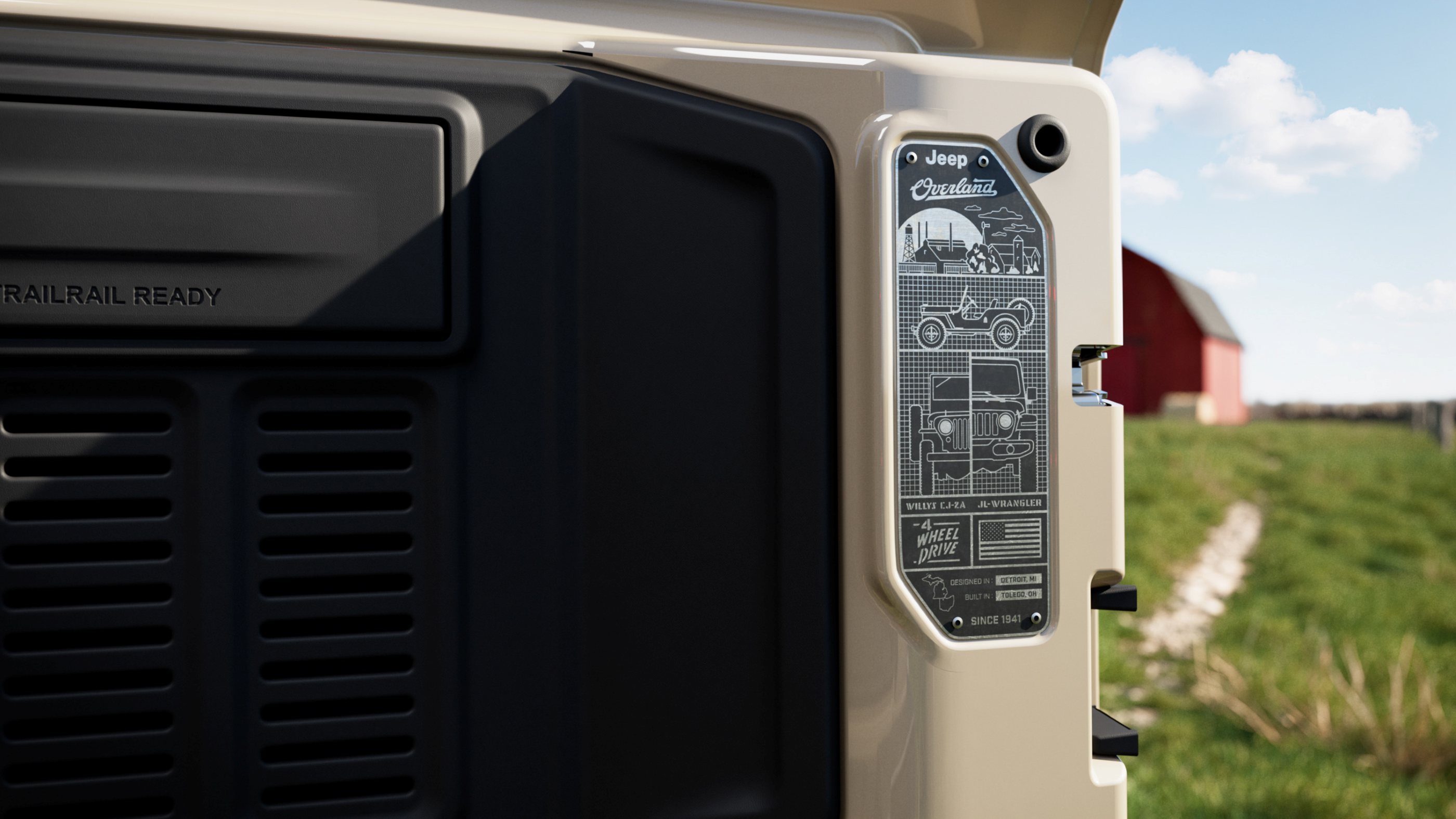 2027 Jeep Wrangler JL-2A rear swing gate plaque