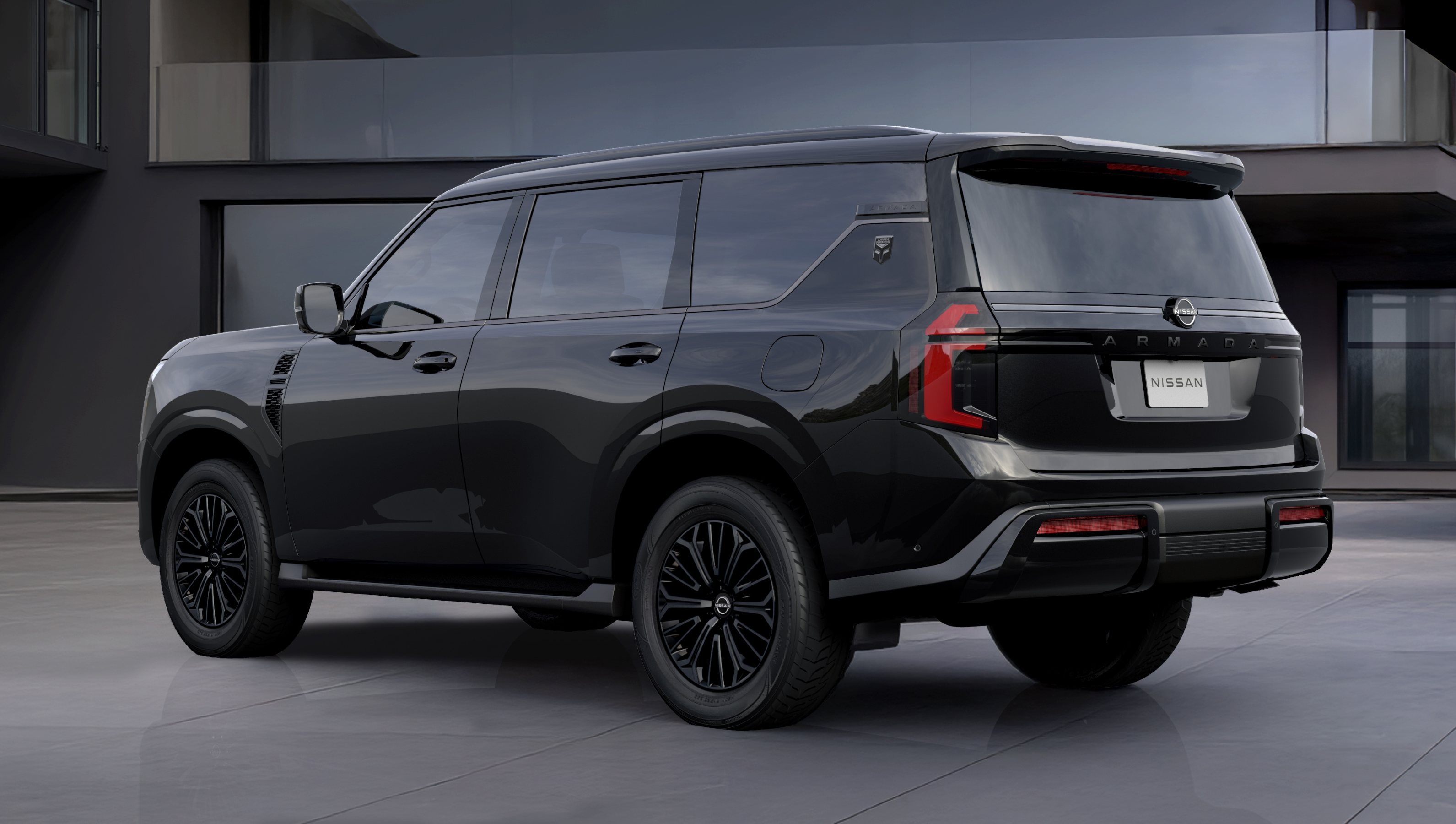 2027 Nissan Armada Dark Armor rear and side