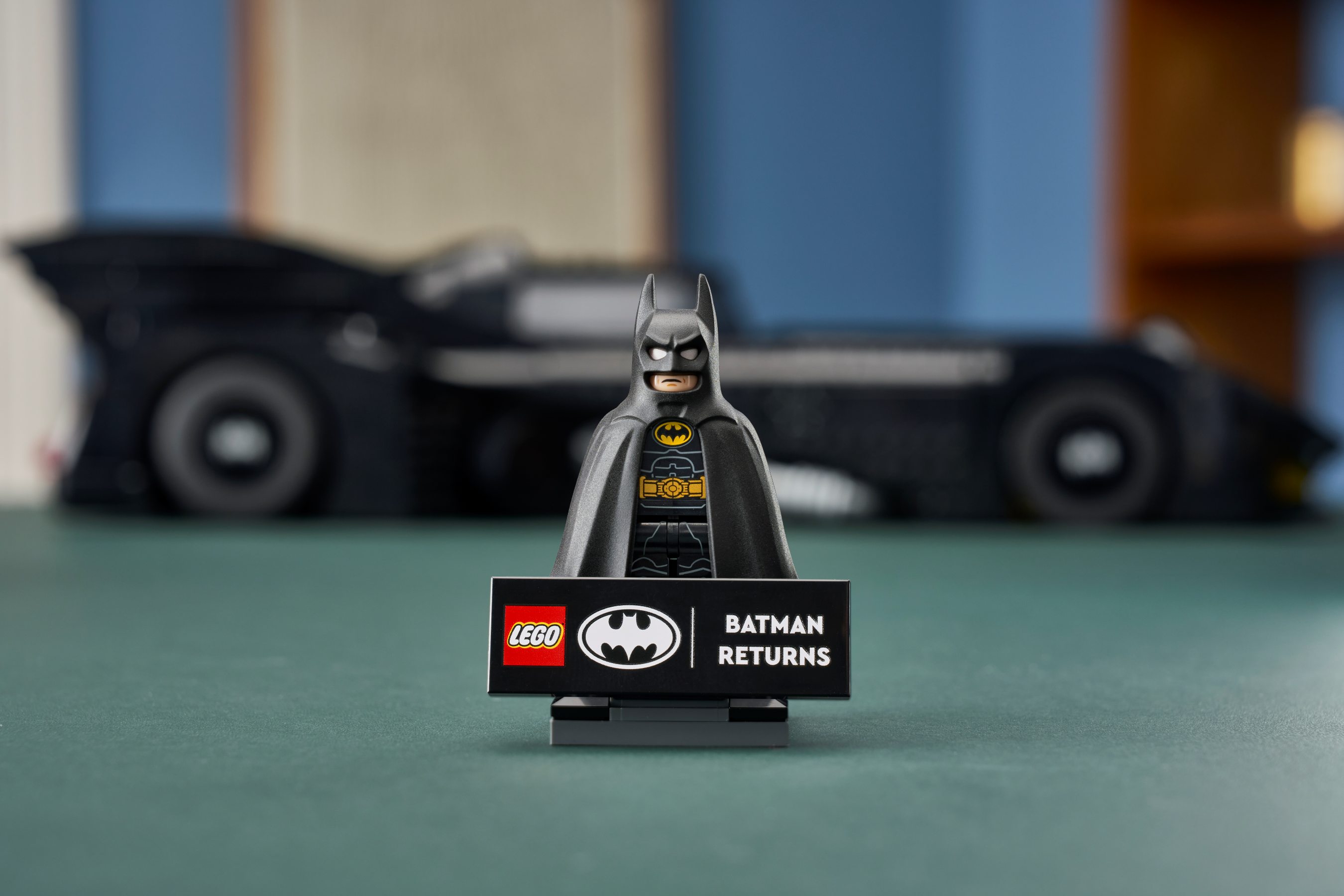 Lego Batman with Batmobile in background