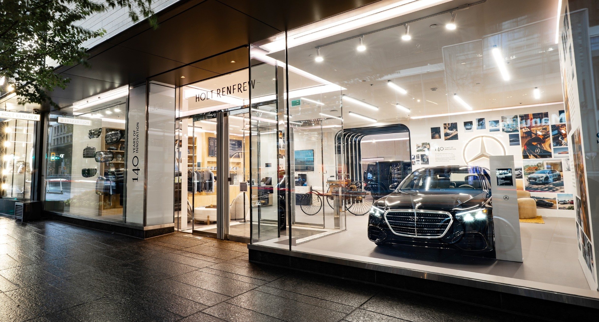Mercedes-Benz Studio Toronto exterior with new S-Class in window