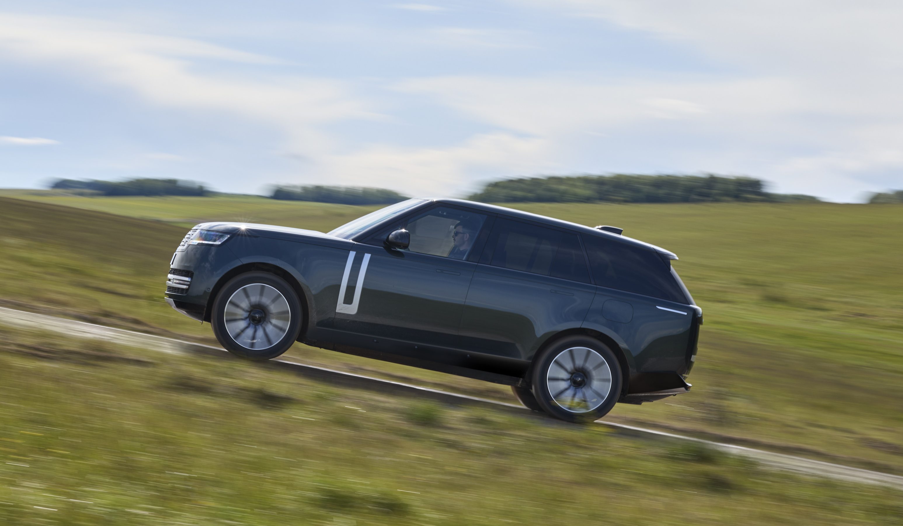 Range Rover Electric going up hill