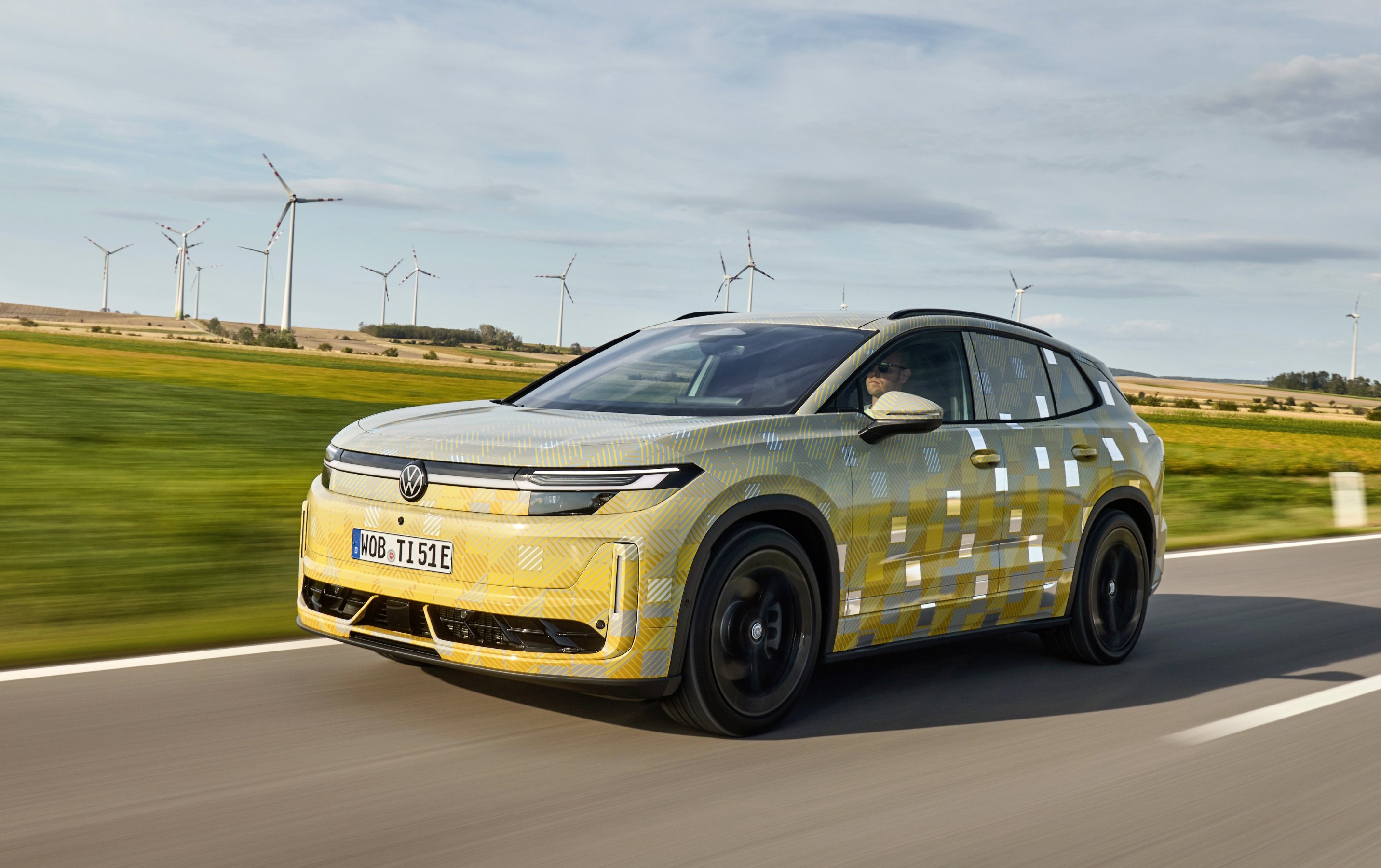 Volkswagen ID. Tiguan prototype under camouflage driving