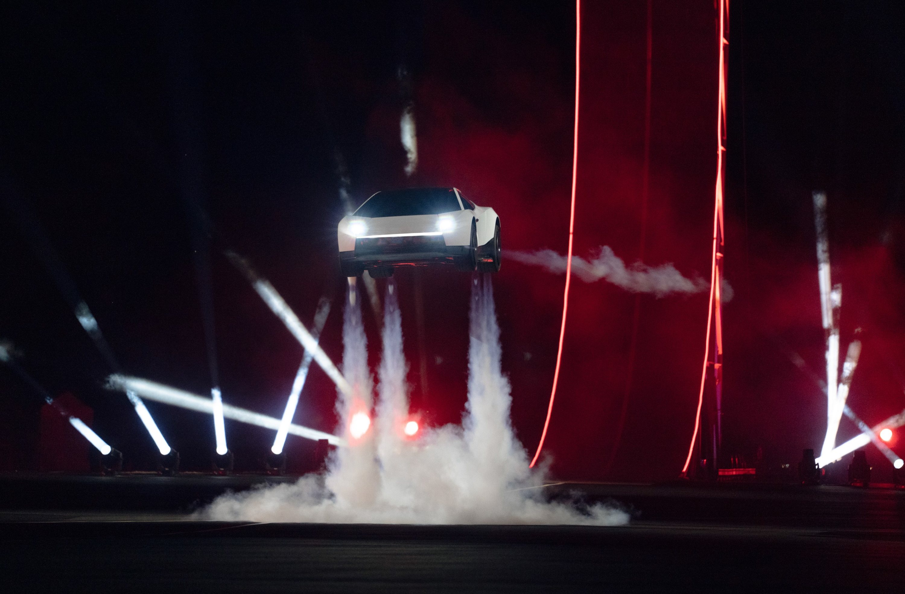 Tesla Roadster flying